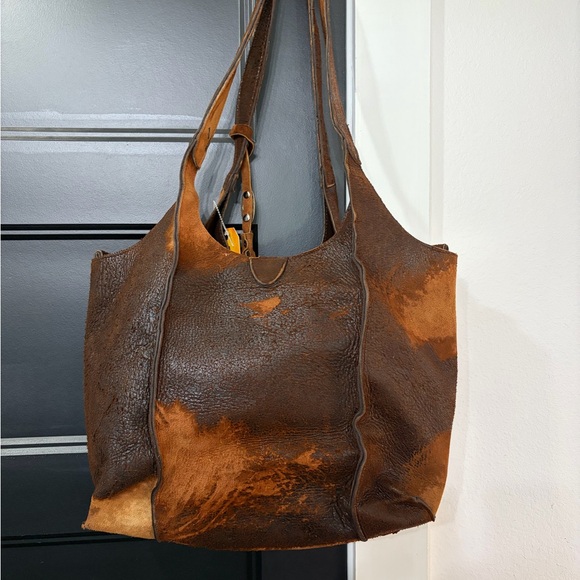 Corral Brown Lamb Leather Tote Bag - Picture 3 of 7